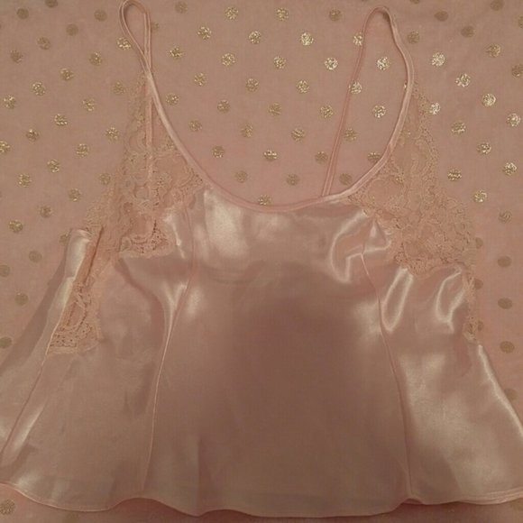 Victoria's Secret Vintage Polyester Light Pink Satin Nylon Lace Camisole SZ S - Picture 1 of 5